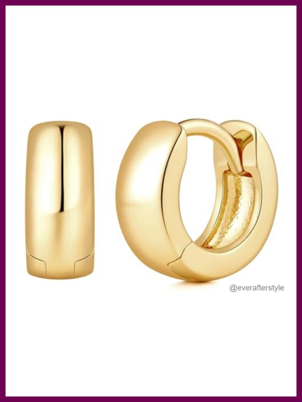 14k Gold Plated Chunky Hoop Earrings for Women - Secure Spring Clasp - 10mm to
